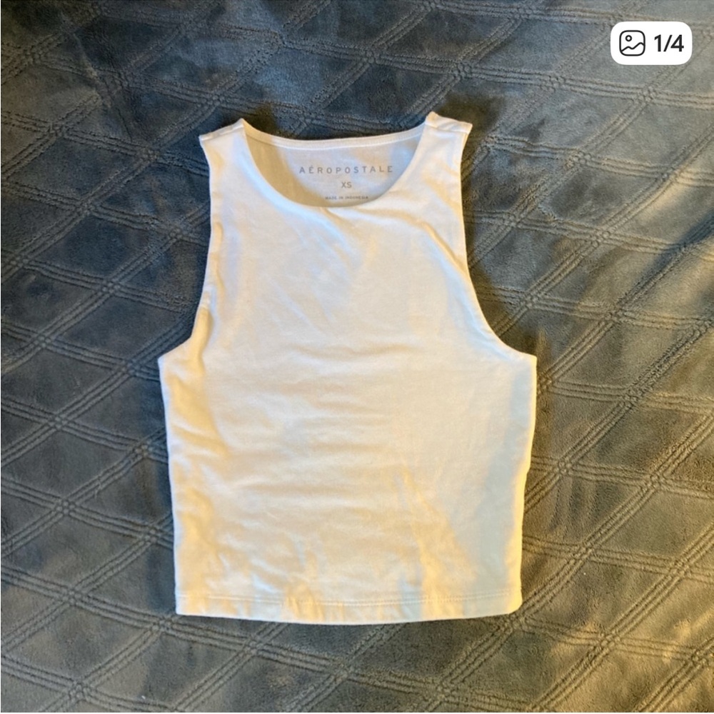 Aeropostale White Racer Crop Tank Top